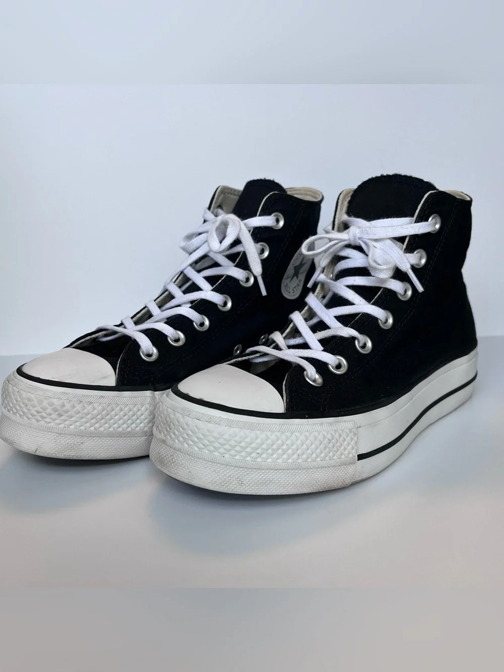 CONVERSE Chuck Taylor All Star High Top Platform Black Sneakers Women’s Size 7.5 - Picture 4 of 10